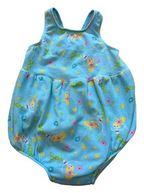 VTG 1987 Flap Happy Mermaid Baby Swimsuit Built-in Diaper 18M Made in USA Blue